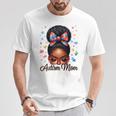 Autism Mom Afro Black Autism Awareness Messy Bun T-Shirt Personalized Gifts