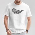 Ballena Boceto Ballena Azul Océano In Mangas Camiseta unisex Regalos divertidos