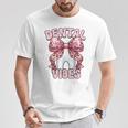 Dentalibes 歯 ピンク ヒョウ柄 弓 歯科医 Tシャツ 面白い贈り物
