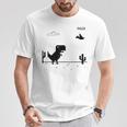 Dino T-Rex 恐竜 ピクセルゲーム インターネットなし オフライン 面白い 男性 Tシャツ 面白い贈り物