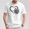 Edelweiss フラワーマウンテン Edelweiß フラワーハート Edelweiß 長袖tシャツ Tシャツ 面白い贈り物