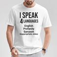 Ipeak 4 Languages おもしろ英語文法先生 Tシャツ 面白い贈り物