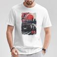 Jdm ドリフトレーシングカー 日本桜アート 背面 Tシャツ 面白い贈り物