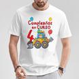 Niño 4 Años Con Tractor Excavadora Cumpleaños Camiseta unisex Regalos divertidos