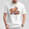Turkey Reading Books Fall Thanksgiving Teacher Book Lovers T-Shirt Unique Gifts