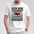 Women's Book Mom Cat Lover Reading With My Felline Sidekick T-Shirt Unique Gifts