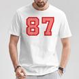 クールなレトロなレタリングジャージバック番号87 Eightyseven Tシャツ 面白い贈り物