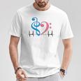 ツートーン 低音記号 ハート Ekg ウェーブ シアン&バブルガム ピンク Tシャツ 面白い贈り物