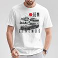 バックプリント ディストレス Jdm レジェンド レースカー 日本国旗 ギフト Tシャツ 面白い贈り物