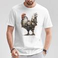ニワトリ アニマルプリント 動物園 ロボット アートワーク 彫刻 ニワトリ Tシャツ 面白い贈り物