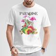 ハワイアンフラワー パラダイス 蝶 ハワイ プリント Tシャツ 面白い贈り物