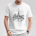 パリ エッフェル塔 スケッチ 街並み アート お土産 Tシャツ 面白い贈り物