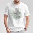 ファティマ・ハムサの手、難解なヨガ瞑想 Tシャツ 面白い贈り物