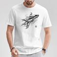 ブルーインパルス 墨絵 ホワイト Tシャツ 面白い贈り物