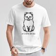 ポメプー シルエット ラインアート 犬がいると人生はもっと楽しい デザイン Tシャツ 面白い贈り物