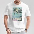 ヤシの木 ヤシの木 ビーチ 海 太陽 休暇 休暇 夏 Tシャツ 面白い贈り物