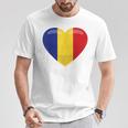 ルーマニアハートルーマニア国旗 Tシャツ 面白い贈り物