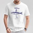 レトロな魚モチーフのガールイラスト シンプルな海風アートデザイン Tシャツ 面白い贈り物