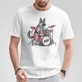ヴィンテージジャーマンシェパード犬の演奏ドラム。 Tシャツ 面白い贈り物