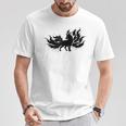 九尾の狐 キツネ 妖怪 和風 水墨画 シルエット Tシャツ 面白い贈り物