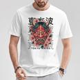 日本悪魔 般若 鬼 鬼 仮面 妖怪鬼 鬼 仮面 長袖tシャツ Tシャツ 面白い贈り物