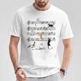 楽しい 猫 登る トランプ 楽譜 猫の音符 Tシャツ 面白い贈り物