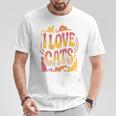 バックプリント 猫好き 引用 おもしろ猫 ミーム I Love Cats Tシャツ 面白い贈り物