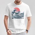 神奈川沖のビッグウェーブでサーフィンをするサーファーのカピバラ Tシャツ 面白い贈り物