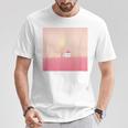 詩とメルヘン 葉祥明 ピンク屋根のぼくの家 Tシャツ 面白い贈り物