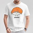 鮭 サーモン 握り寿司 顔 イラスト かわいい おもしろ 面白い 簡単 シンプル ゆるい ネタ 寿司 Tシャツ 面白い贈り物