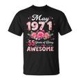55歳 1971年5月 花柄 55歳 誕生日 男性 女性 Tシャツ