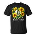 88歳 祝福された愛されたひまわりの花 ハート 88歳の誕生日 Tシャツ