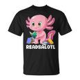 Axolotl Reading Book Readsalotl Kawaii Axolotl Book Bookworm T-Shirt