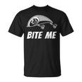 Bite Me フィッシングルアー グラフィックイメージ スカル フィッシュ スケルトン メンズ Tシャツ