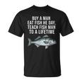 Buy A Man Eat Fish He Day Teaching Fish Man To A Lifetime Fish Tシャツ