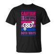 Caution Iwing Both Ways バイセクシャル プライド ジョーク Tシャツ