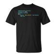 Código Cobol Hello World Diseño De Esquema Deintaxis Oscura Camiseta unisex