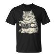 Cute Cat Reading Book Classic Bookworm Animal Pet Lover T-Shirt