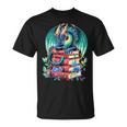 Cute Dragon Books Flower Bookworm Book Lover T-Shirt