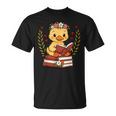 Duck Reading Book Graphic Duck With Book Floral T-Shirt