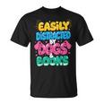 Easily Distracted By Dogs & Books Kawaii Dog & Book Lover T-Shirt