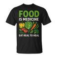 Food Is Medicineの栄養士、自然療法医栄養士へのギフト 長袖tシャツ Tシャツ