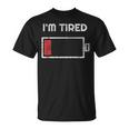 I'm Tired Low Battery 空の電話シンボル Tシャツ