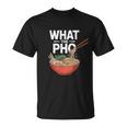 What The Pho こぼれる麺のユーモア Tシャツ