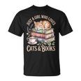 Just A Girl Who Loves Cats And Books Reading Librarian T-Shirt