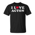 I Love Acton マッチング ガールフレンド&ボーイフレンド アクトン名 長袖tシャツ Tシャツ