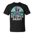 Octopus Daddy Bandiera Usa Festa Del Papà 4 Luglio Retrò Maglietta