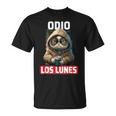 Odio Los Lunes Dicho Divertido Con Gato Y Café Frases Camiseta unisex