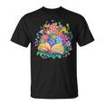 Open Book Surrounded By Colorful Spring Flowers Bloom T-Shirt