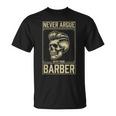 Skull Never Argue With Your Barber クラシック ヴィンテージ バーバー Tシャツ